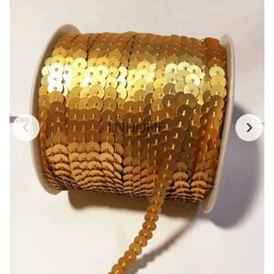 1 Roll of Matte Gold Sequin Trim 100 Yards 6mm - Brand New